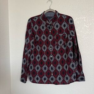 Tommy Hilfiger Navy & Red Nautical Rope Print Long Sleeve Blouse